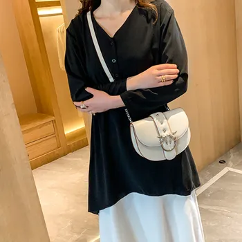 

Women's New Fashion PU Rivet Romantic Retro Concise Saddle Bag Slim Shoulder Bag Crossbody Bag