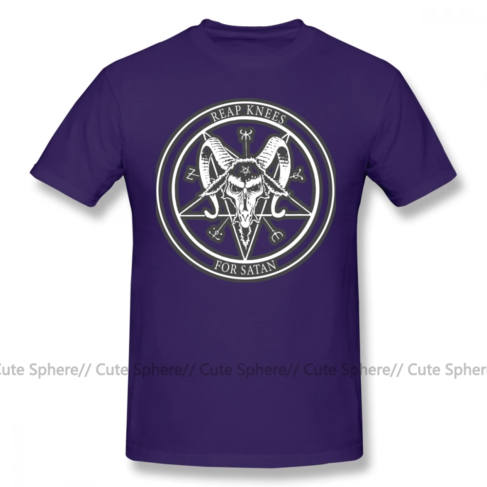Футболка с изображением Сатаны; Дизайнерская футболка с рисунком Сатаны; большие размеры; Милая футболка из хлопка с графическим принтом; Повседневная мужская футболка с коротким рукавом - Цвет: Purple