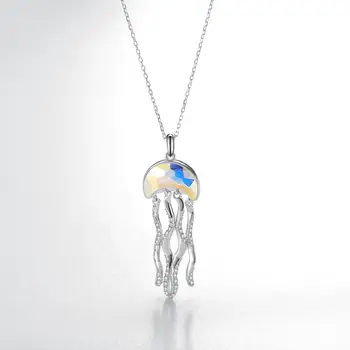 

2019 LEKANI Jellyfish Necklaces For Women Fashion Crystals From Swarovski Christmas Party Necklaces Pendants Real 925 Silver