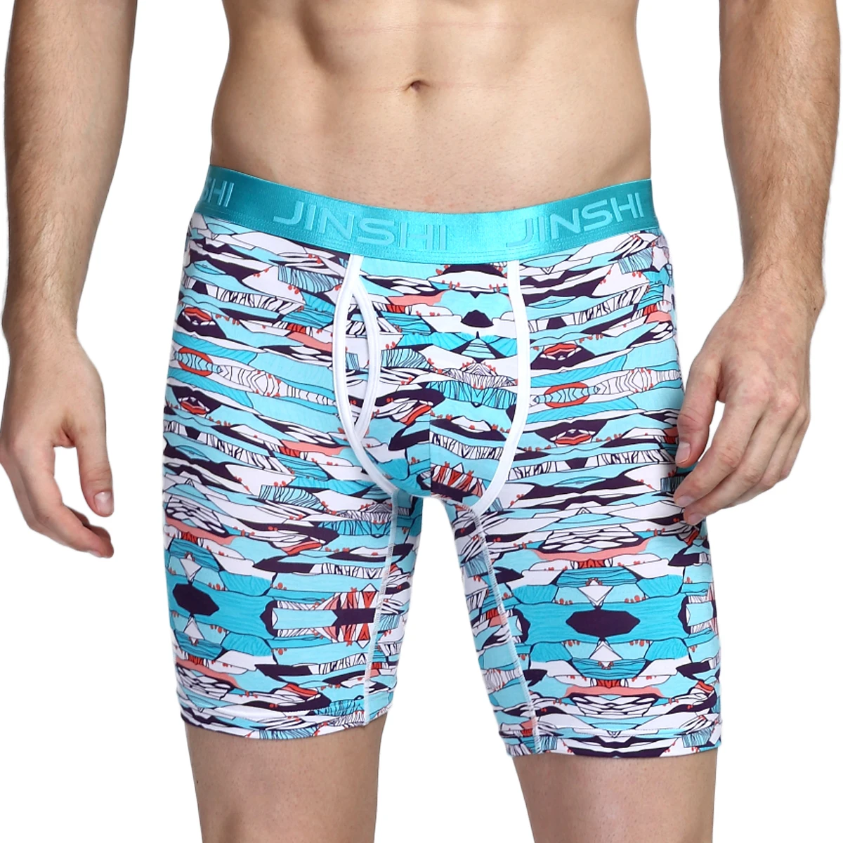 Mens Shorts Boxer Briefs Long Leg Print Bamboo Boxers Homme Panties No Ride UP Asia Size L-4XL