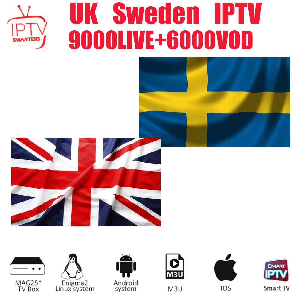 

UK IPTV Subscription Sweden IPTV 9000+Live channels France Spain Sports Adult XXX IPTV Code Abonnement M3U Android Smart TV Box