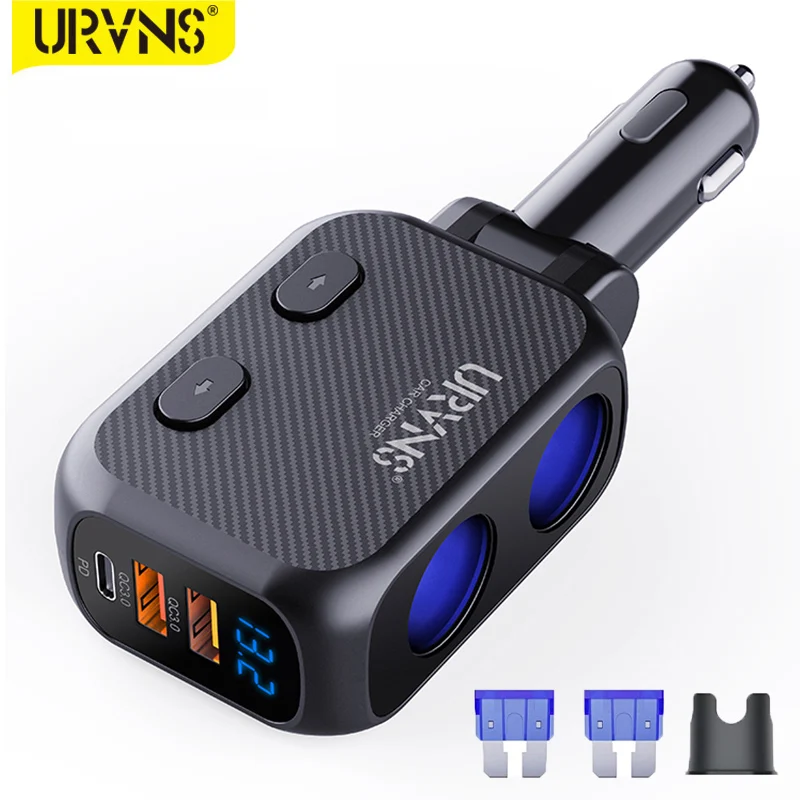 URVNS Car Cigarette Lighter Socket Splitter Charger With Dual 18W QC 3.0  And 20W USB C Fast Charging Auto Power Adapter Plug AliExpress