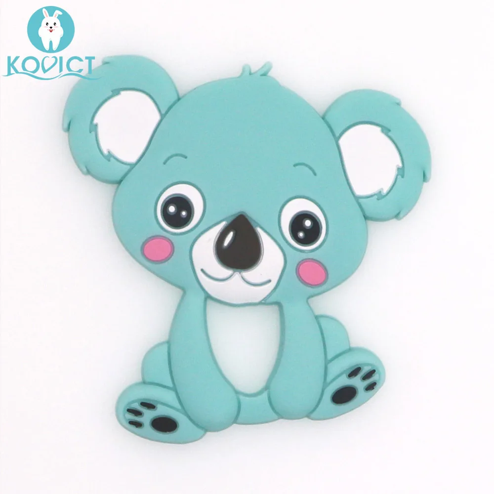 kovict 1pc Baby Koala Silicone Teether Teething Chew Toy Infant Teether Beads DIY Necklace Nursing Pendant Food Grade Silicone - Цвет: 04 Green