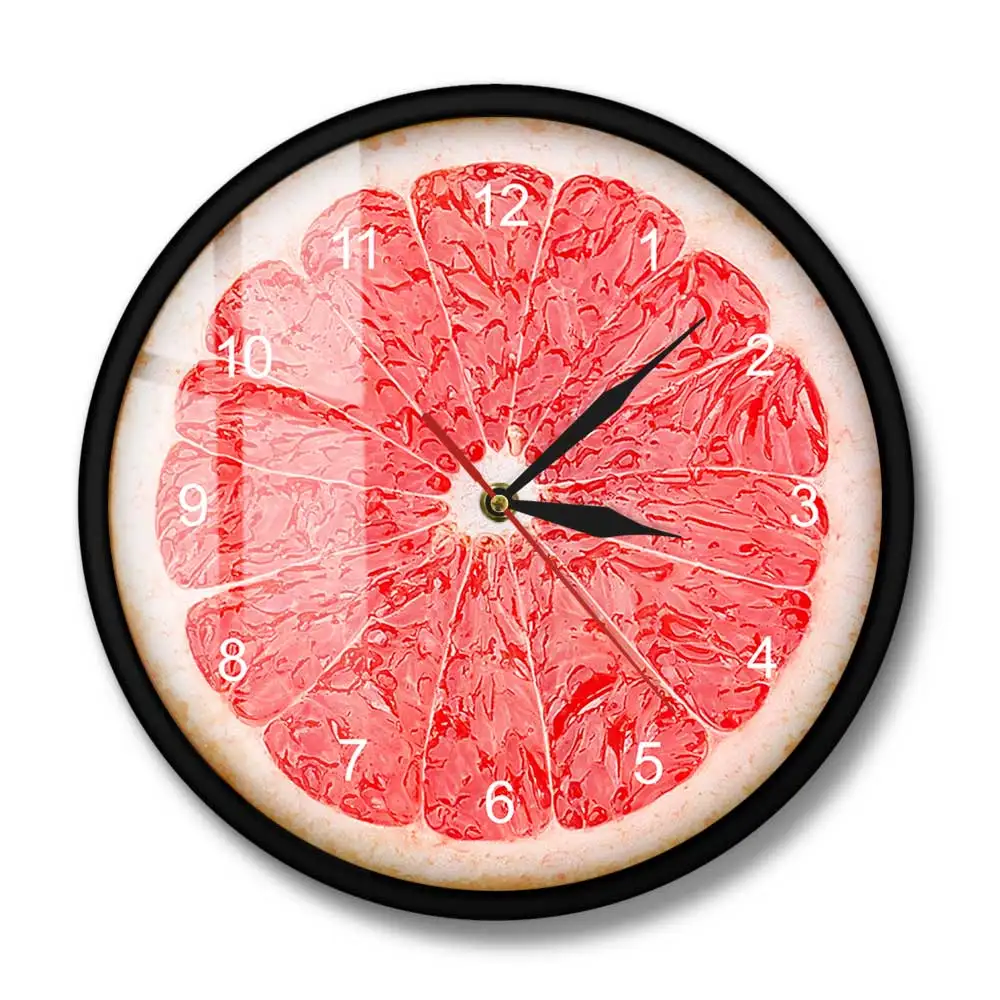 Yellow Lemon Tropical Fruit Wall Clock Color:Metal Frame