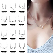 925 Серебряное 12 Созвездие Знак зодиака созвездие ожерелье кристалл простое ожерелье с подвеской для женщин ювелирные изделия на цепочке