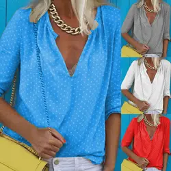 Oeak осень новейший зазубренный воротник блузки для женщин Модный фонарь рубашки с длинными рукавами OL Стиль Женские повседневные