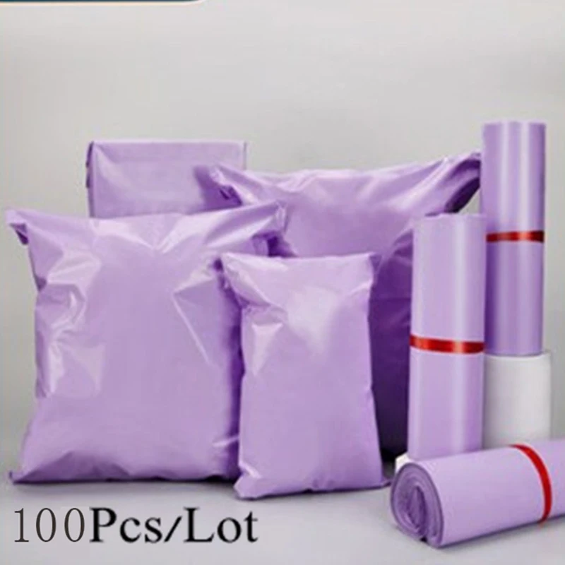 ZK20 100Pcs Purple Courier Mailer Bags Mailing Express Bag Packaging