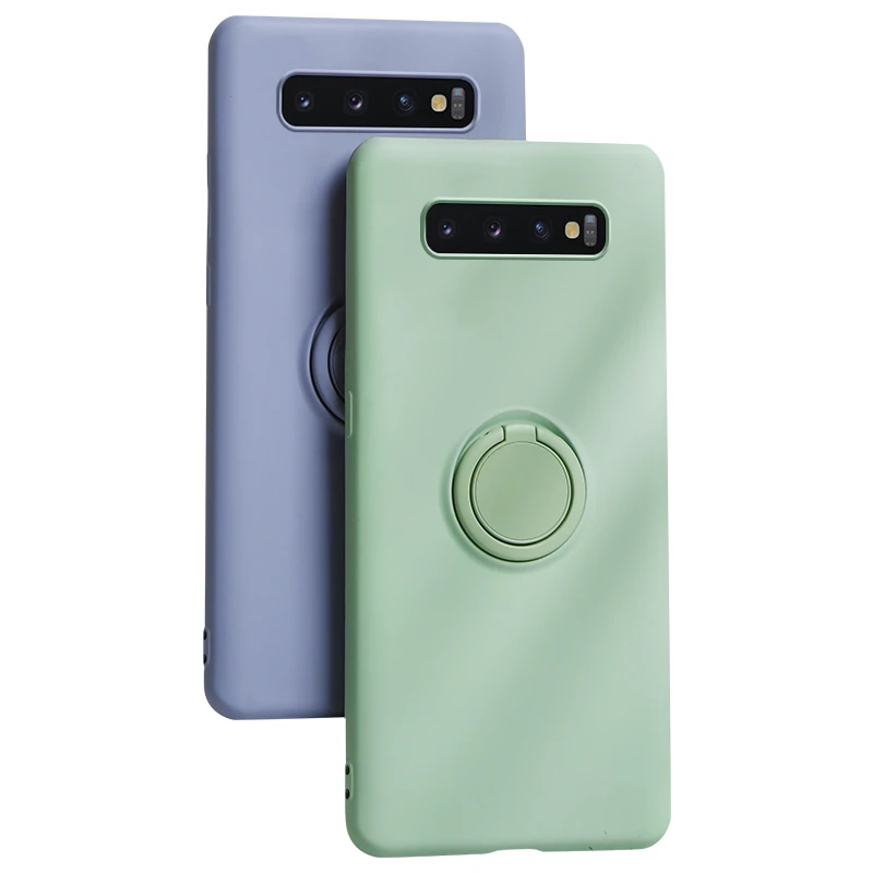 

Soft Slicone Case For Samsung Galaxy Note 10 Pro S10 S9 S8 Plus S10E Shockproof Metal Ring Stand Cover For Samsung S 10 9 8 Case