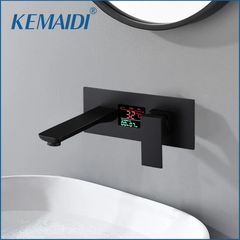 KEMAIDI Black Bathroom Basin Faucet Water Generating Digital Display Mixer Hot Cold Tap Stream Modern Design Faucets | Обустройство