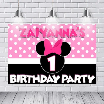 

Background Photography Happy Birthday Party Mickey Minnie Mouse Siluete Personalized DIY Custom Photo Backdrop Background Vinyl