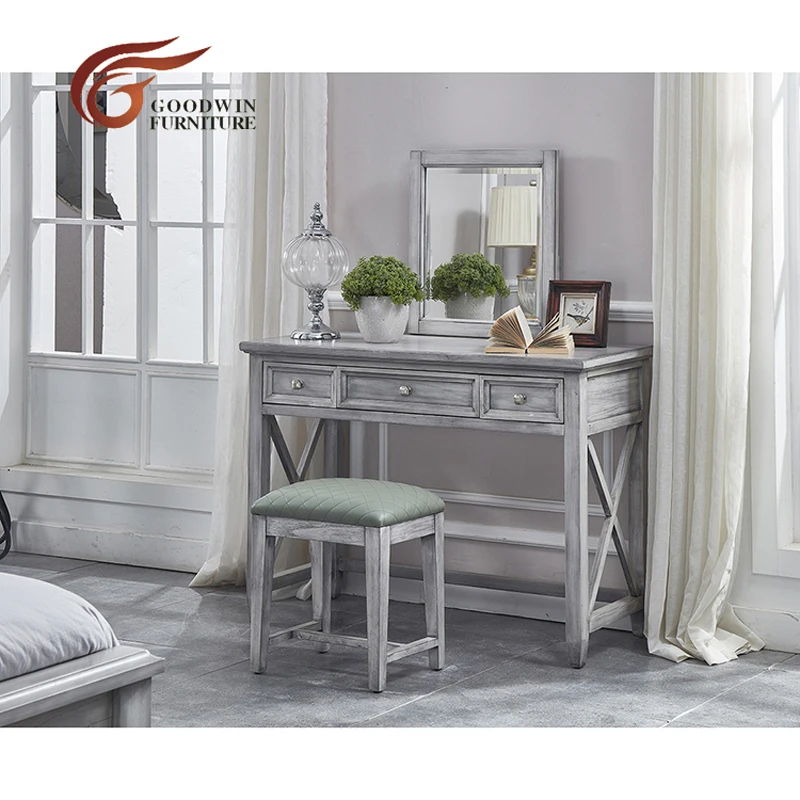 Дизайн деревянная коробка серый цвет кровать двуспальная кровать WA404 - Цвет: Dresser Table Set