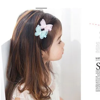 

10Pcs / Pack Candy Color Cute Bow Butterfly Hair Clips Hair Bows Bead Hairpin Headwear Fashion Girl Hair Accessories