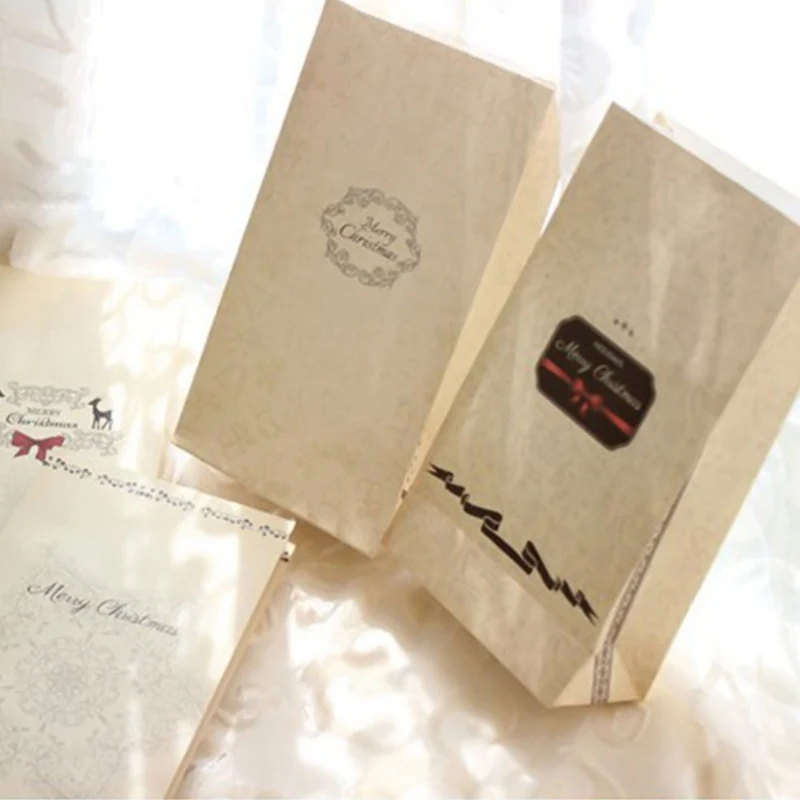 1 шт крафт-бумажный мешок веселые рождественские подарочные сумки леденец для праздника любимый бант Свадебная Упаковка 12*6*22 см