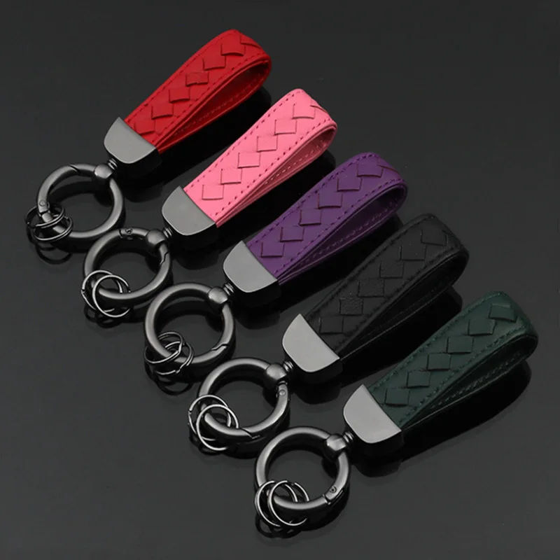 Sheepskin Knitting Keychain Luxury Leder Lanyard Keychains Men Women Car Key Ring Fashion Key Accessory Keyrings Gifts