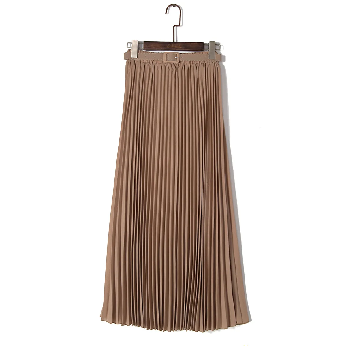 Для фотосессии плиссированная Женская Элегантная универсальная Однотонная юбка с поясом, шифоновая юбка с высокой талией и большим подолом 8018