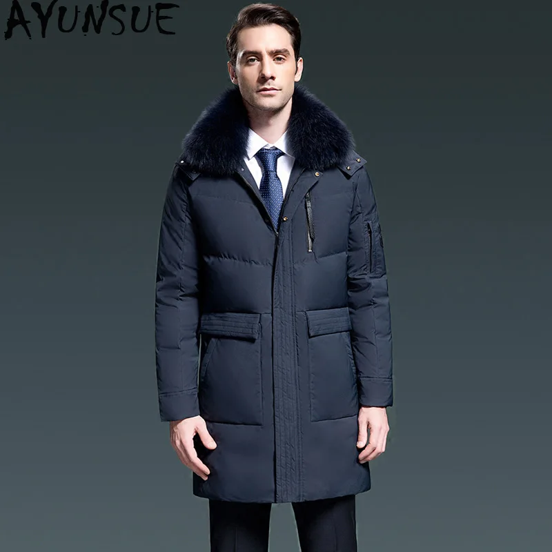 

AYUNSUE Winter Duck Down Jacket Men Clothes 2020 Long Coat Fox Fur Collar Korean Parka Men Fashions Doudoune Homme 8799 KJ3049