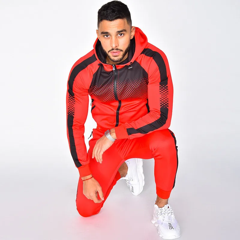 

2020 Europe and the United States New Men's Autumn/Winter Pure color Plat Sets Trend Loose Hooded Clothes With sports Setshoodie