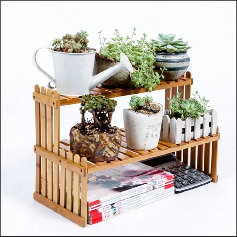 

Moso Bamboo Solid Wood Succulent Desktop Small Pergola Office Windowsill Rack Pot Frame Table Mini Storage Shelf