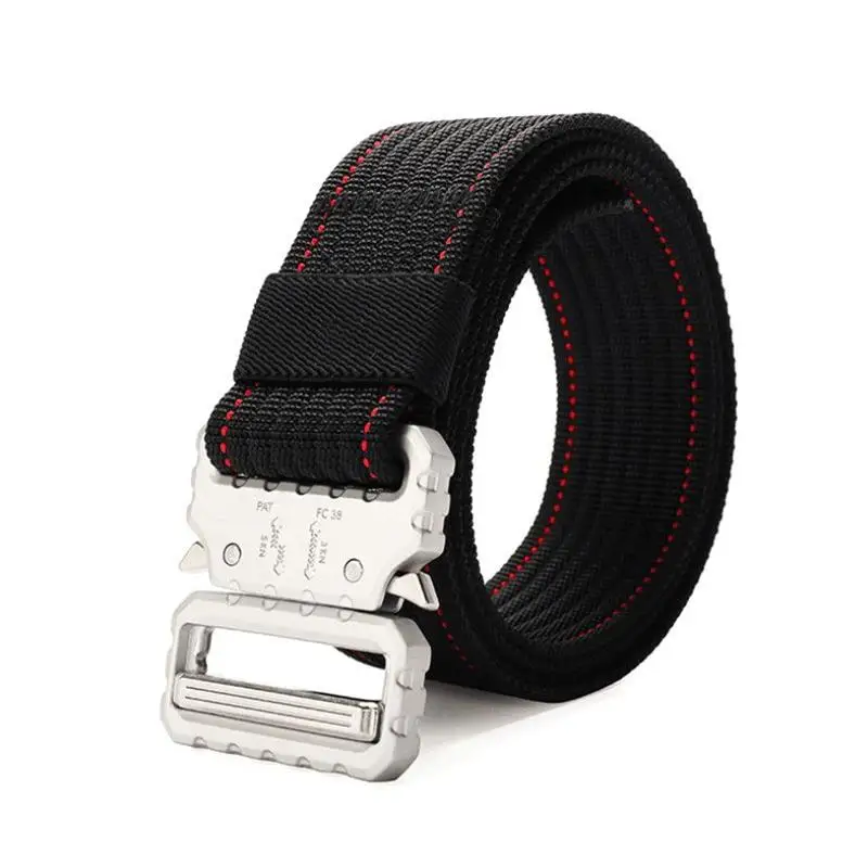 Black red stripe B SupSindy военная техника боевые тактические ремни для мужчин армейская тренировочная нейлоновая металлическая пряжка открытый охотничий ремень мужской ремень - Цвет: Black red stripe B