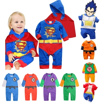 

Baby Boy Clothes Newborn Rompers Cotton Dragon Ball Vegeta Infant Jumpsuits Baby Long Sleeve Cartoon Spider Bat Clothing