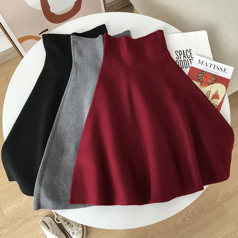 

Stock WOMEN'S Dress Processing 2019 Autumn Korean-style High-waisted Elegant Skirt Solid Color Hong Kong Flavor A- line Skirt 10