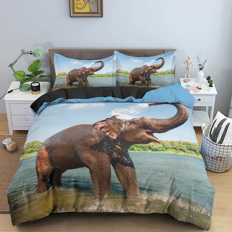 

3D Elephant Bedding Set Luxury Animals Duvet Cover With Pillowcase Home Textile Twin King Queen Size Quilt Covers 2/3PCS