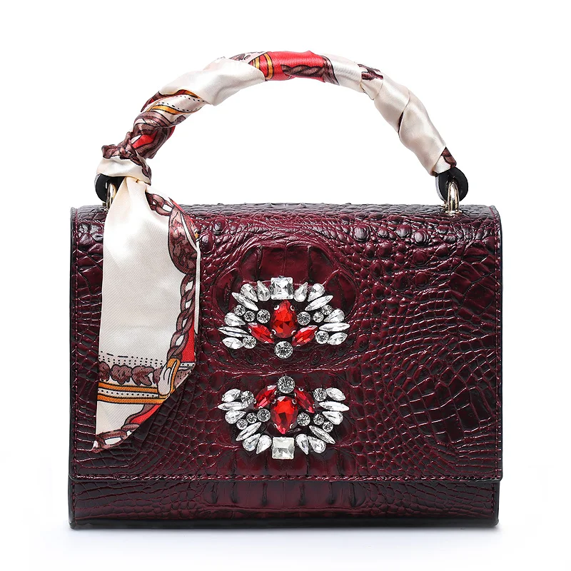 Bolsos Amazon Bolso Bandolera De Cuero PU Con Estampado Cocodrilo