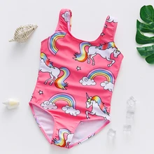 1~10Year Toddler Baby Kids Swimwear one piece Girls Swimsuit Unicorn print Children Swimwear Swimming outfit for girls Beachwear