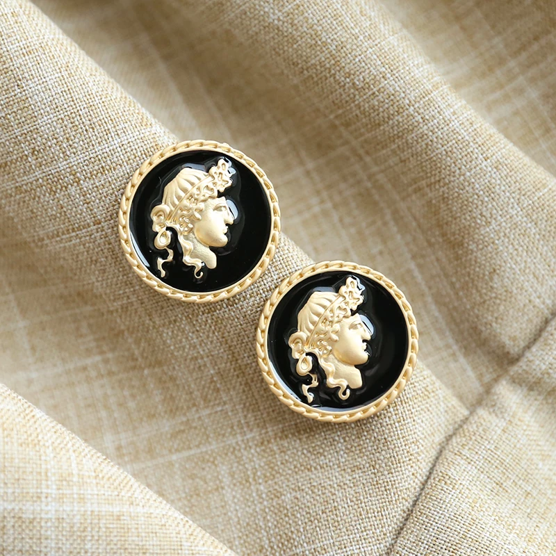 SRCOI корейские винтажные модные Портретные серьги-гвоздики, темпераментные серьги ручной работы в стиле ретро