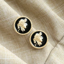 SRCOI корейские винтажные модные Портретные серьги-гвоздики, темпераментные серьги ручной работы в стиле ретро