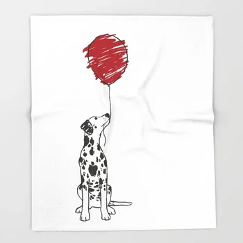 

Dog Animal Cartoon Throw Blanket Cute Kids Design Dalmatian with Balloon Blankets for Beds Christmas Decorations for Home
