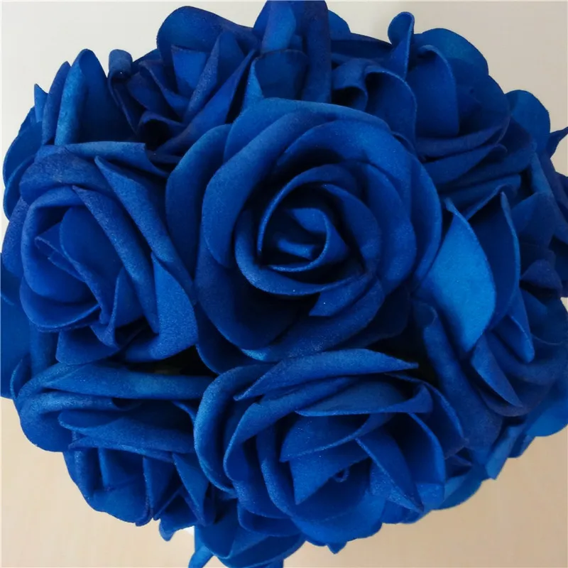 50XRoyalBlueRosesArtificialFlowersDIYBridalWeddingBouquet