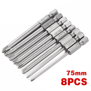 

PINTUDY 2020 8Pcs Power Tool Accessories Screw Long Magnetic Phillips Head Cross Hex Alloy Steel Screwdriver Bits 75mm 2019 New