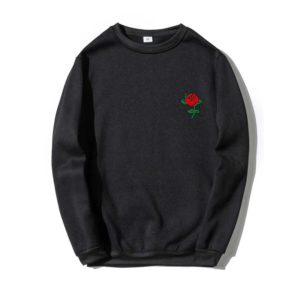 NEW Men Hip Hop Casual Brief Popular Sweatshirts Fashion Man Streetwear Harajuku Autumn Winter Funny Rose Print Hoodie Clothes