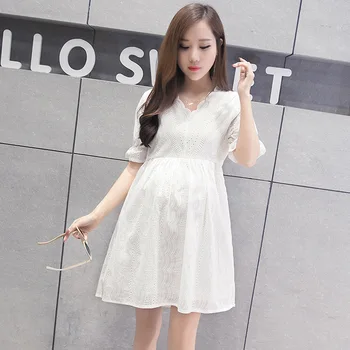 

2020 Maternity Dress For Pregnant Women Lace Embroidery Summer Dress Short Sleeve Women Dresses