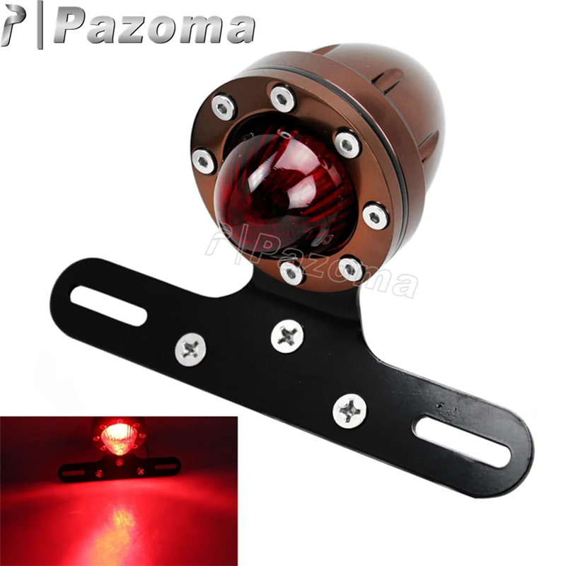 Vintage Polished LED Taillight License Plate Lamp Pedestal forCafe Racer Chopper
