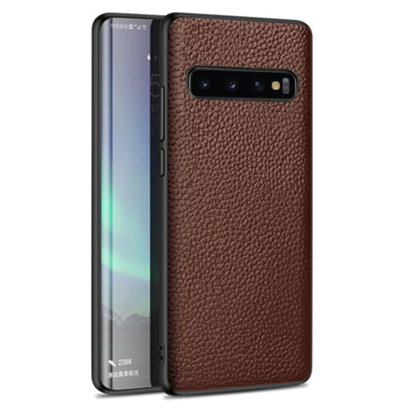 Brown Чехол для телефона для samsung Galaxy S7 S8 S9 S10 Plus, Note 8, 9, 10, плюс Litchi текстура чехол для A30 A50 A70 A5 A7 j6 A8 чехол - Цвет: Brown