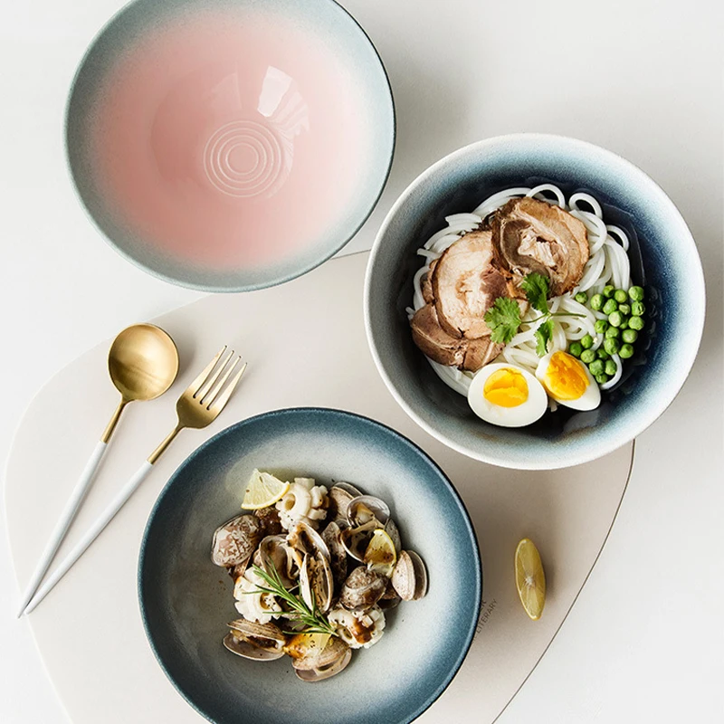 

8 Inch Japanese Ramen Bowl Ceramic Single Noodle Bowl Household Salad Bowl Special Restaurant Tableware Large Bowl Creative