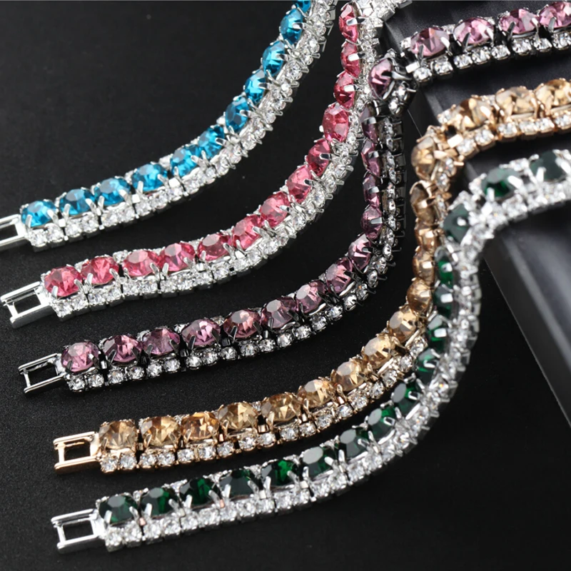 

Beautiful Crystal Fashion Women Zircon Bangles Link Chain Alloy Jewelry Bracelet Gift Crystal Jewelry