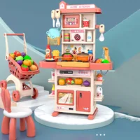 Children Large Mini Kitchen Toys 43pcs Sound And Light Play House Simulation Tableware Leisure Games Educational Toys For Kids 1