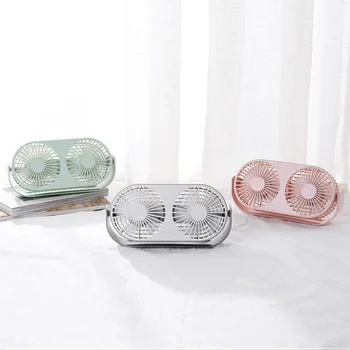 

Couple Fan Air Cooling Dual Motor Head Folding USB Fan 360Degree Rotation Adjustable Speed Portable Car Fan