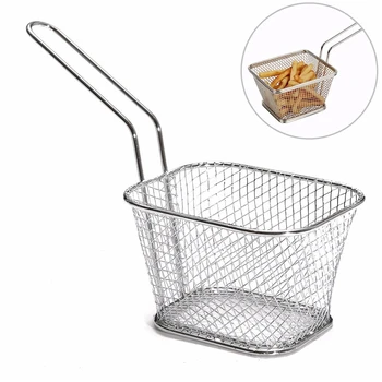 

4Pcs/Lot Chips Mini Fry Baskets Stainless Steel Fryer Basket Strainer Serving Food Presentation Cooking Tool French Fries Basket