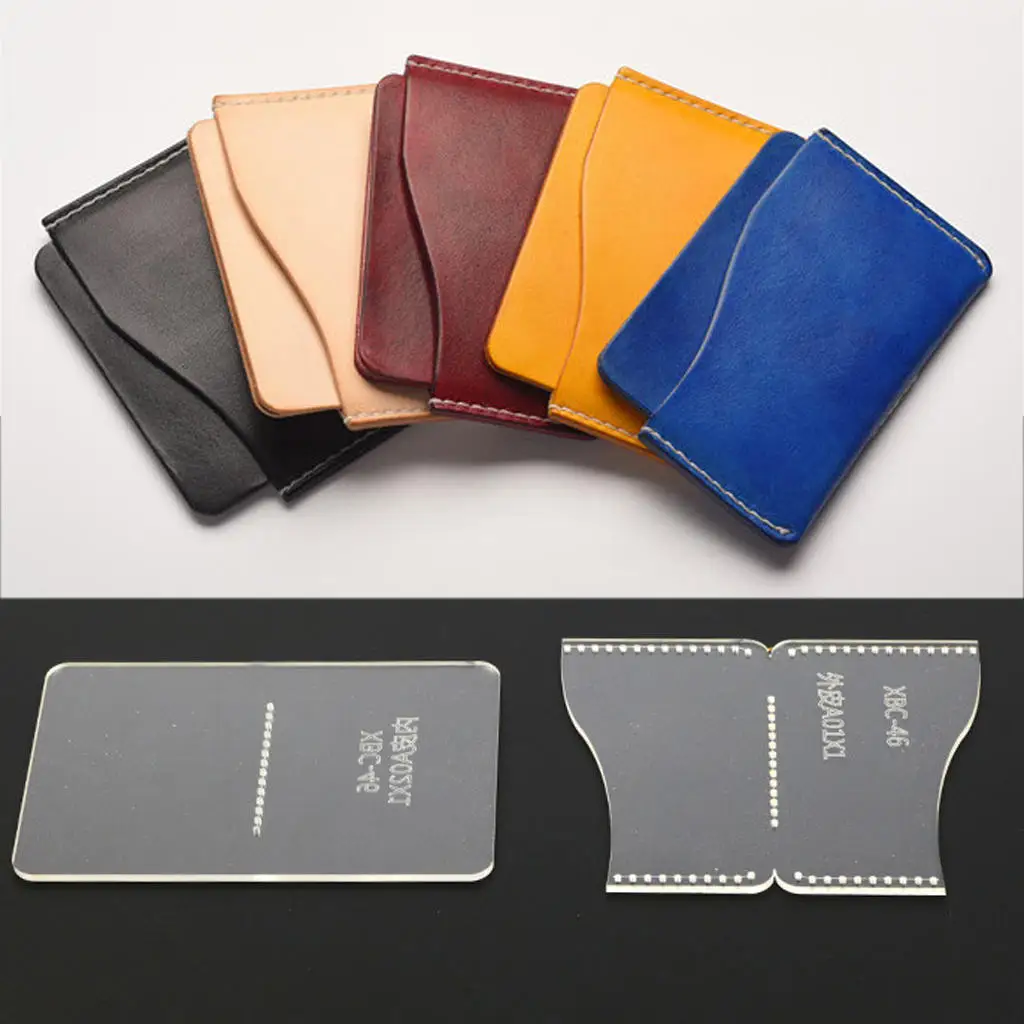 2 Pieces/Set Acrylic Card Bags Stencil Leather Pattern Template DIY Leathercrafts Tools leather craft tools leather craft template sewing stencils set