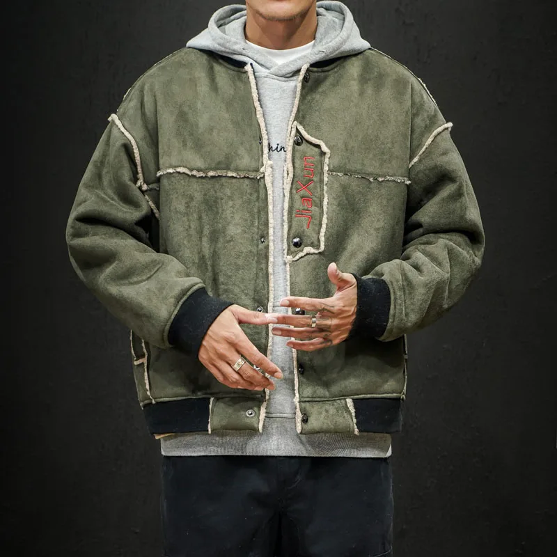 Army Green Bomber Jacket Winter Fashion Men Thermal Military Baseball Collar Pilot Jackets Streetwear Hip Hop Loose Parka Coat - Цвет: Army Green