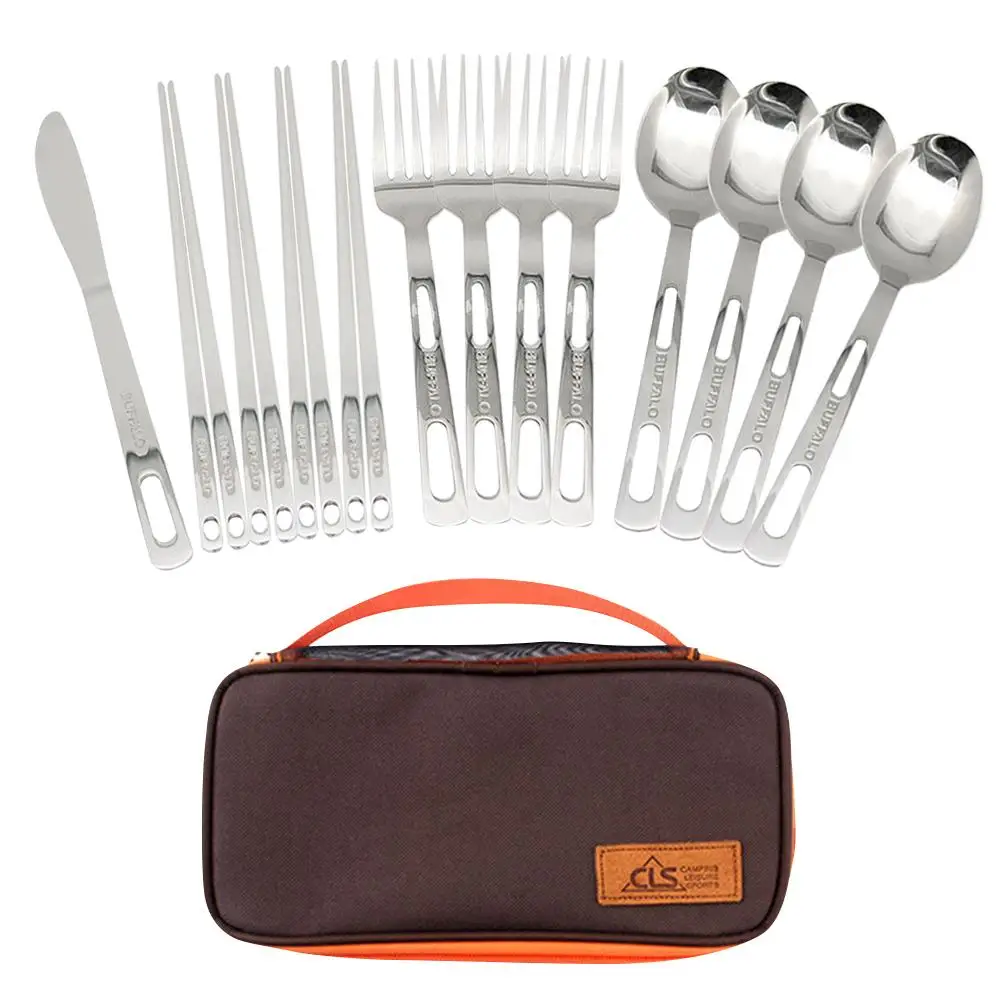 14 шт. Нержавеющая сталь Семья столовые приборы пикник барбекю посуда Чайный