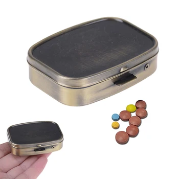 

2Colors Portable Travel Silver Metal Rectangle Round Pill Box Drug Holder Medicine Tablet Capsule Box Container Storage