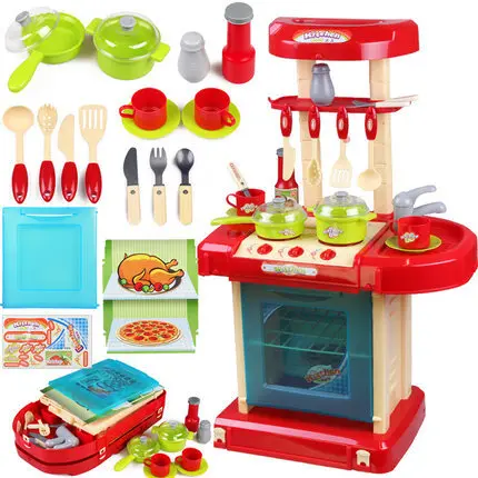 

Children Play House Multi-functional Model Kitchen Kitchenware Tableware Combination of Equipment Suitcase GIRL'S And BOY'S Toy