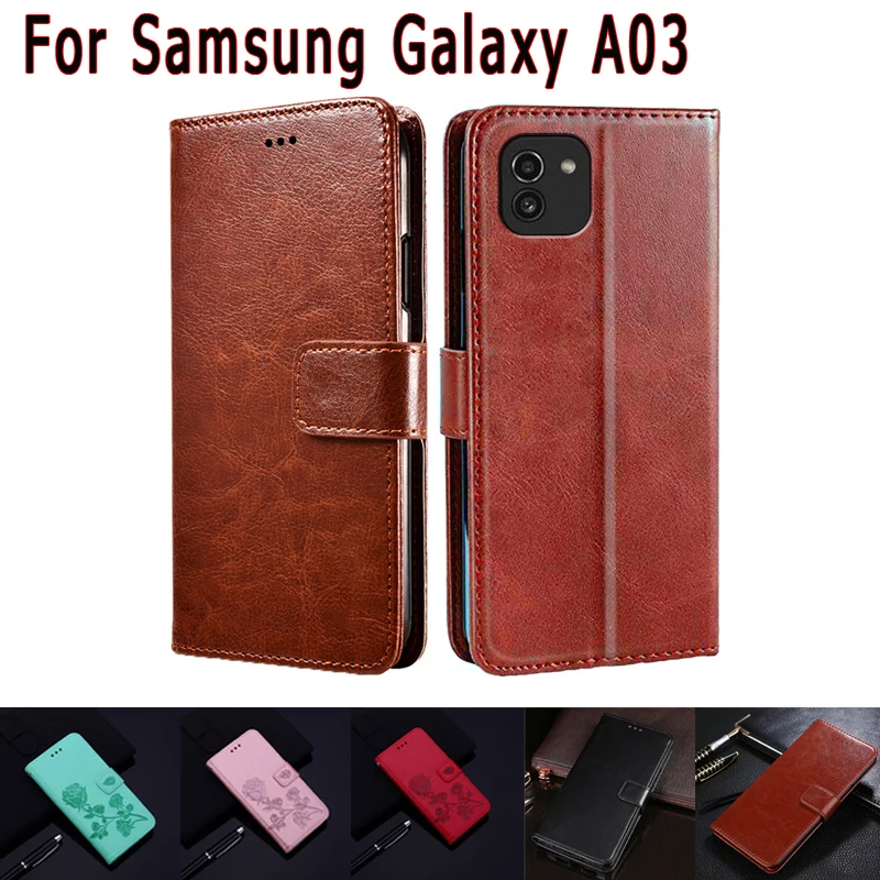 kawaii phone cases samsung Lật Nắp Lưng Điện Thoại Dành Cho Samsung Galaxy Samsung Galaxy A03 Ốp Lưng Thẻ Từ Ví Da Bảo Vệ Hoesje Quyển Sách Dành Cho Samsung A03 Một 03 ốp Lưng Funda best case for samsung