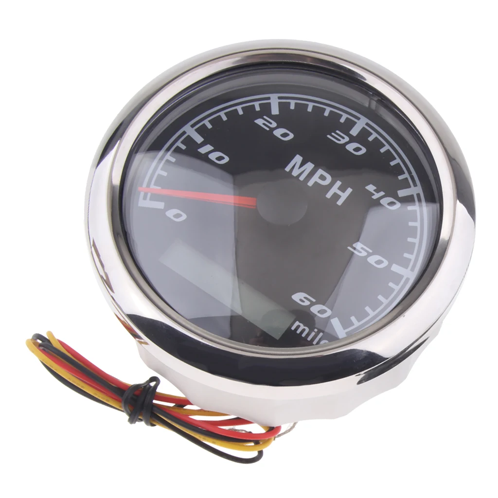 Marine Car Digital GPS Speedometer Gauge 0-60 MHP 85mm 316L Chrome