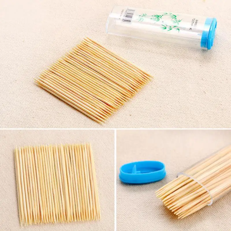 100PCs / box worthy bamboo toothpick Disposable Natural Toothpicks Fruit Double Sharp Tooth Sticks Family Restaurant Accessories